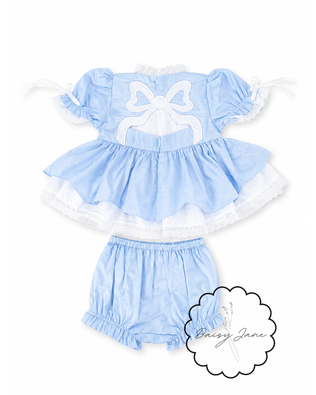 RTS Dusty Blue Bow Bloomer Set
