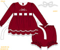 Pre-Order Red Velvet & Pearls Long Sleeves Diaper Set