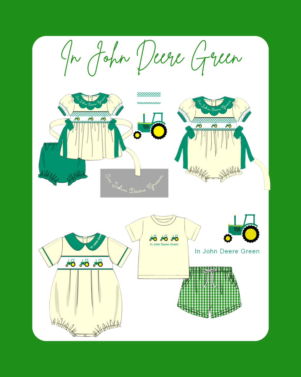 RTS John Deere Green Girl Diaper Set