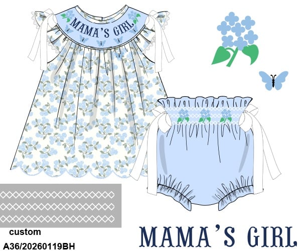 RTS Ashlyn’s Hydrangeas Diaper Set
