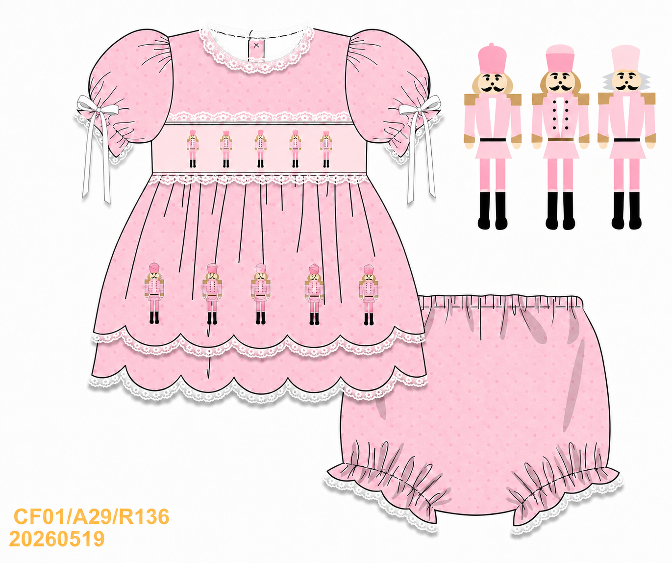 Pre-order Pink Chiffon Nutcracker Diaper Set
