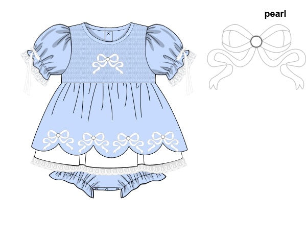 RTS Dusty Blue Bow Skirted Bubble